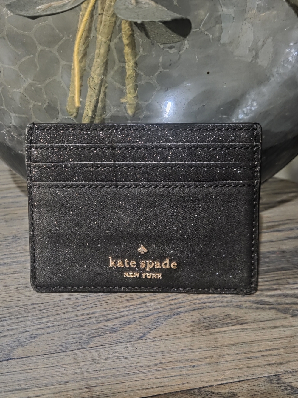 Kate Spade New York Black Glitter Cardholder